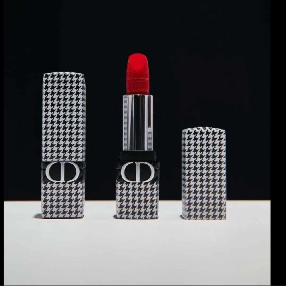 Dior Rouge Lipstick #999 Velvet-HOUDSTOOTH MOTIF